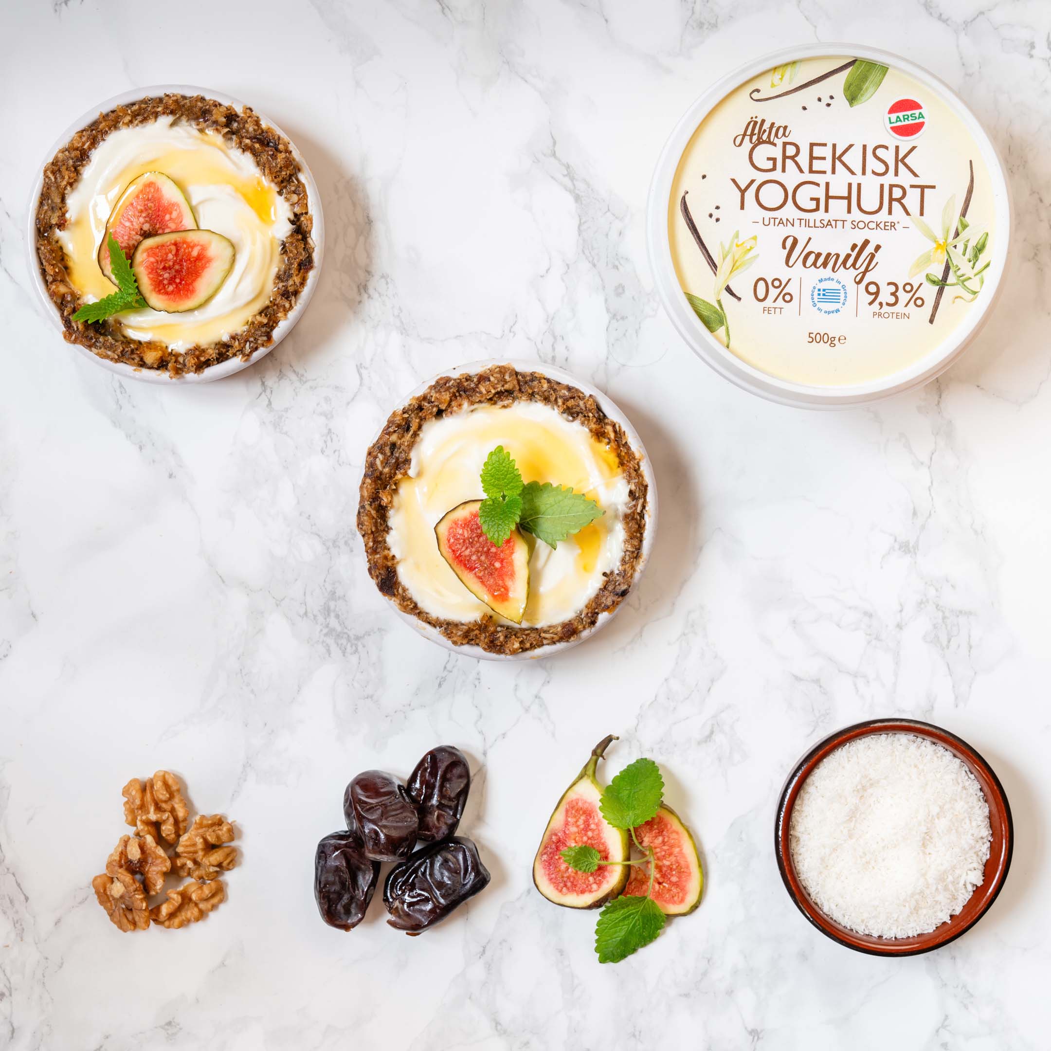 No bake fikonpaj med vaniljyoghurt